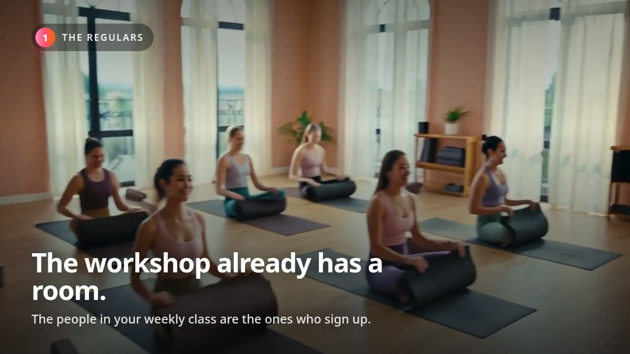 A weekend workshop filling up from the instructor's own students