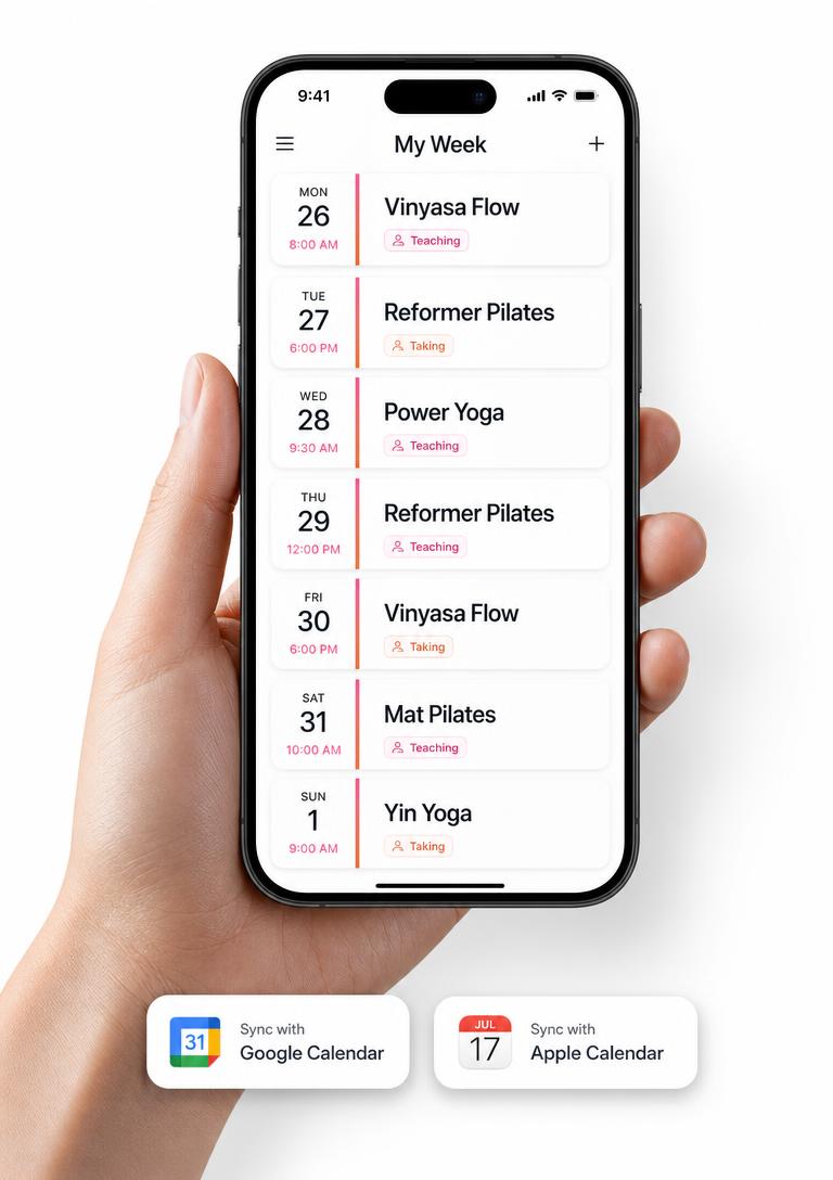 A LedBy schedule synced into a phone calendar