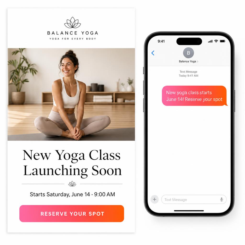 An email and text campaign composed in LedBy